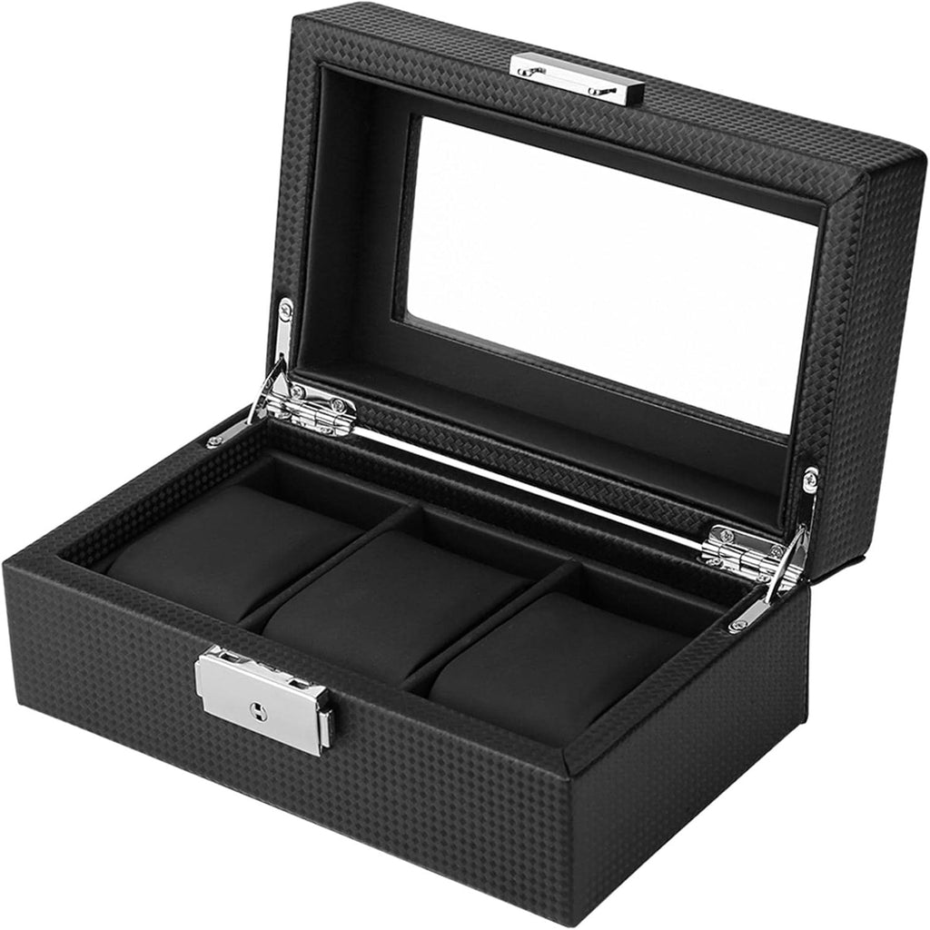 Carbon Fibre Watch Box – 3 Slot Watch Storage Case