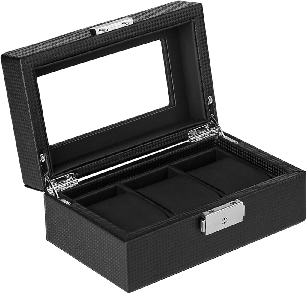 Carbon Fibre Watch Box – 3 Slot Watch Storage Case