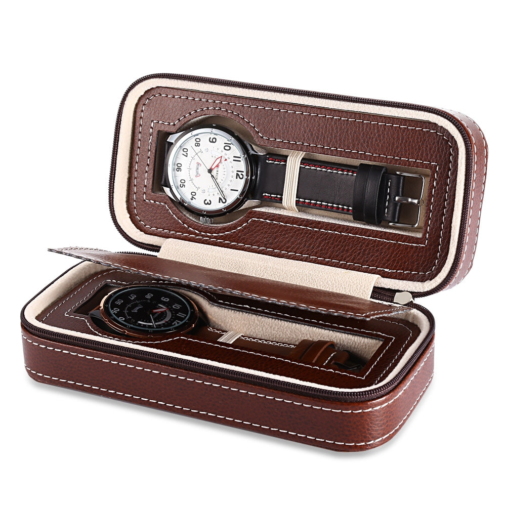 Travel Watch Case in Leather – Portable Watch Storage for 4 Watches
