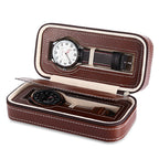 Travel Watch Case in Leather – Portable Watch Storage for 4 Watches