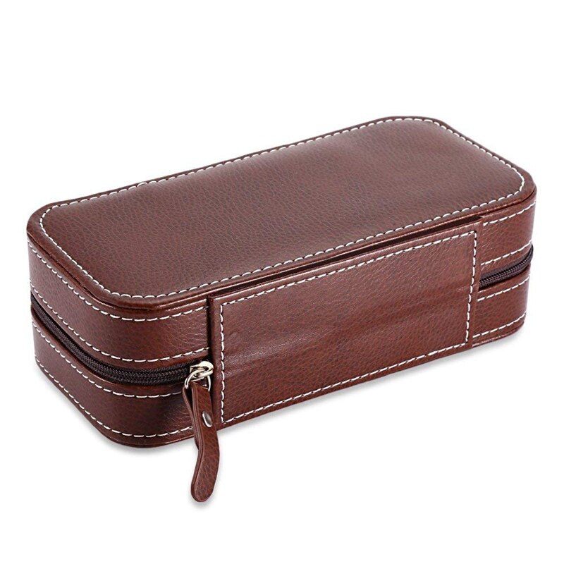 Travel Watch Case in Leather – Portable Watch Storage for 4 Watches