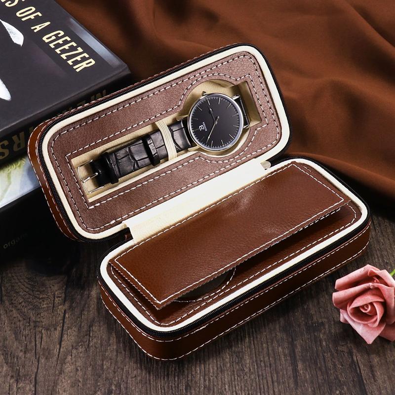 Travel Watch Case in Leather – Portable Watch Storage for 4 Watches