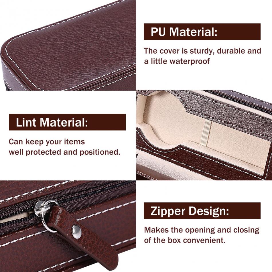 Travel Watch Case in Leather – Portable Watch Storage for 4 Watches