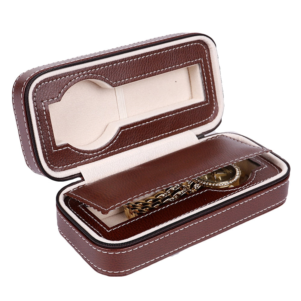 Travel Watch Case in Leather – Portable Watch Storage for 4 Watches